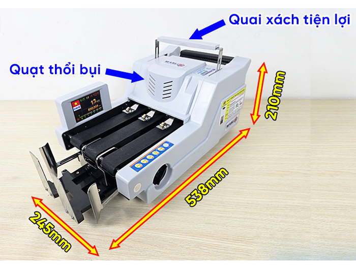 Kích thước của máy đếm tiền