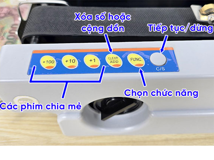 Các phím sử dụng của máy đếm tiền 