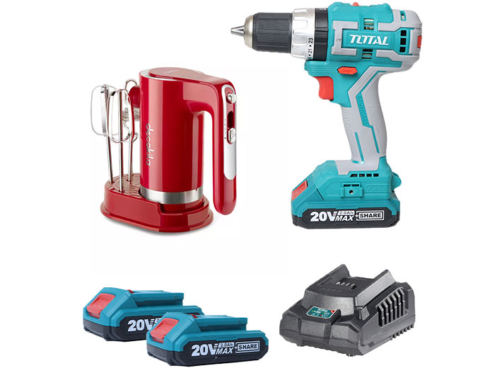 Bộ máy khoan pin và máy máy trộn cầm tay Total TOSLI23062