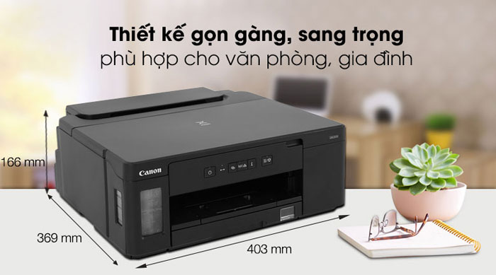 máy in phun Canon Pixma GM2070 có thiết kế gọn gàng, phù hợp cho nhiều không gian