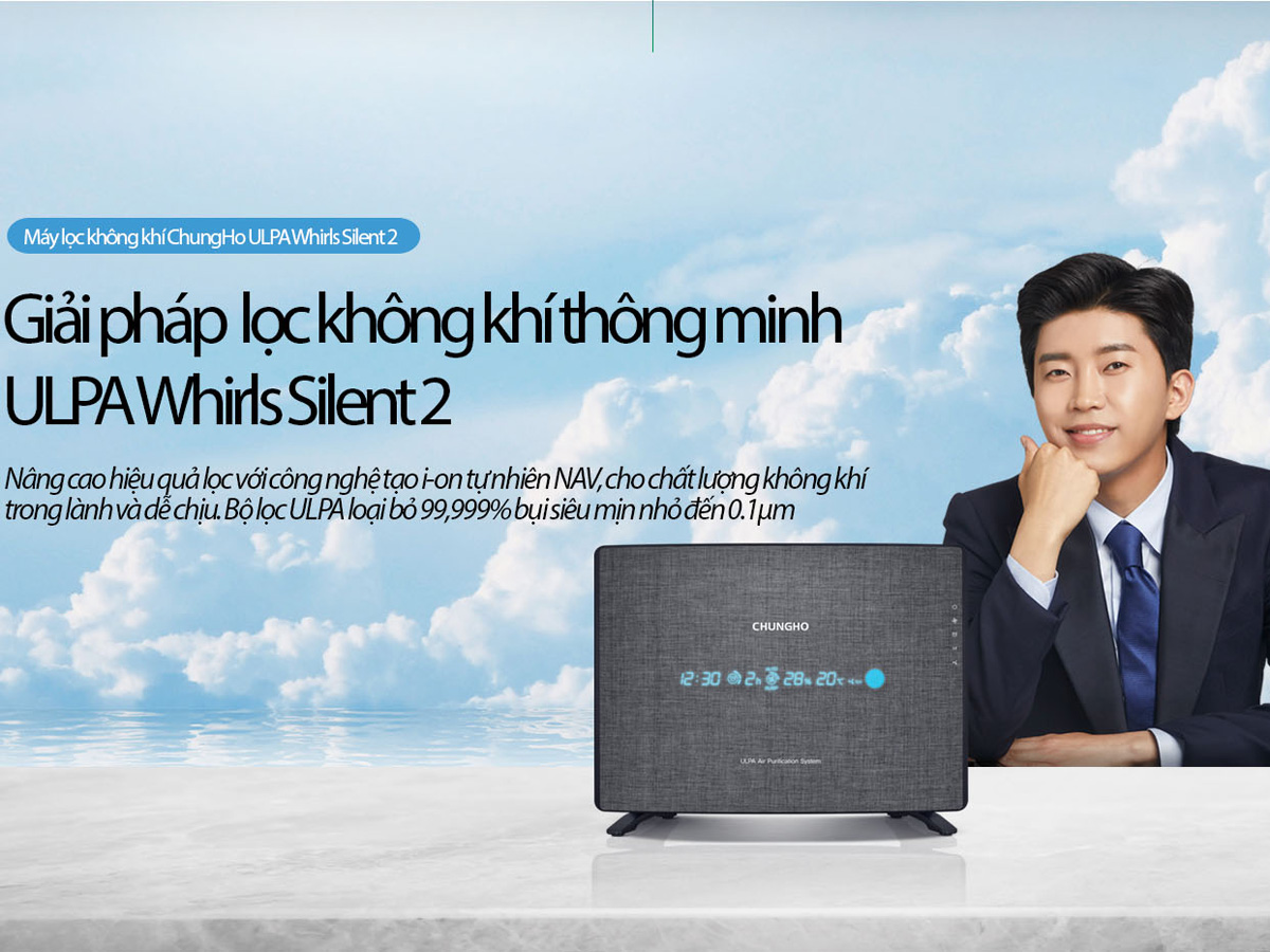 Máy lọc không khí Chungho Whirls Silent 2 được trang bị bộ lọc ULPA