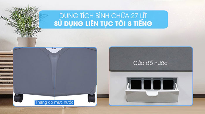 Quạt điều hòa Boss FEAB-407-G có bình chứa nước dung tích 27 lít