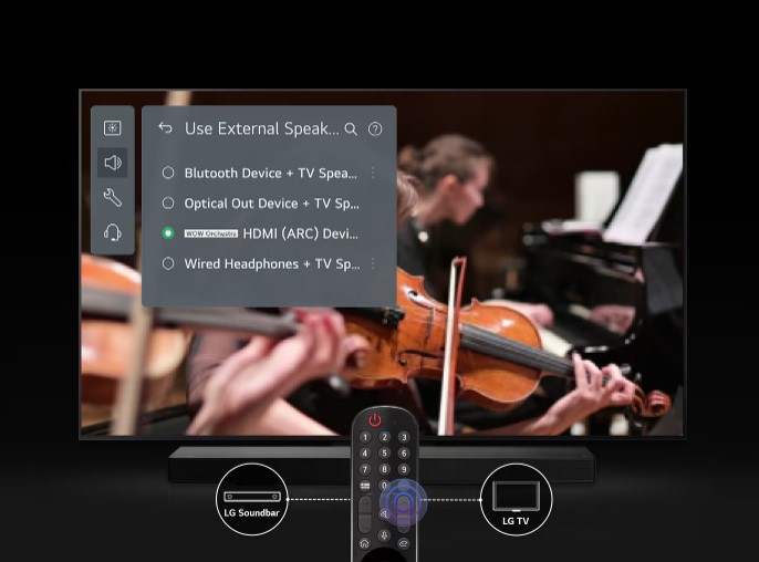 Tính năng WOW Interface tự động đồng bộ âm thanh TV LG khi kết nối với sounbar