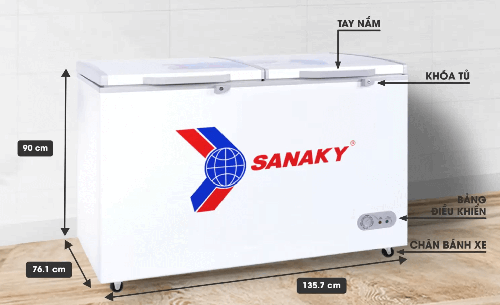 Cấu tạo tủ đông Sanaky VH 568HY2 