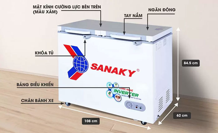 Cấu tạo của Tủ đông Sanaky Inverter 235 lít VH-2899A4K