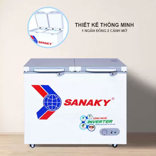 Sanaky Inverter VH-2899A4K được thiết kế gồm 1 ngăn nhưng có 2 cánh mở