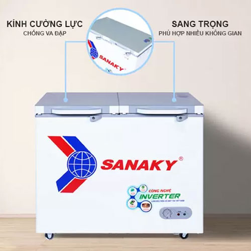 Sanaky Inverter VH-2899A4K có kính cường lực hiện đại