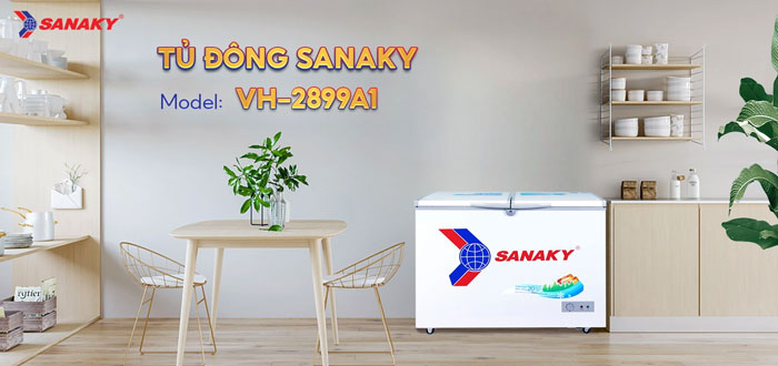 Tủ đông Sanaky VH 2899A1 có thiết kế 1 ngăn, 2 cánh hiện đại