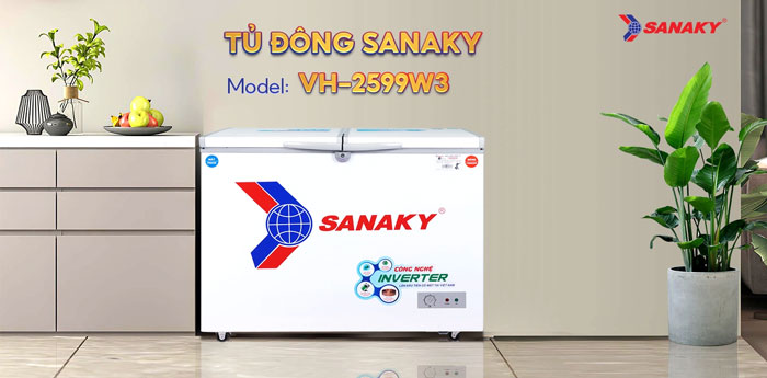 tủ đông Sanaky VH-2599W3 sở hữu thiết kế hiện đại