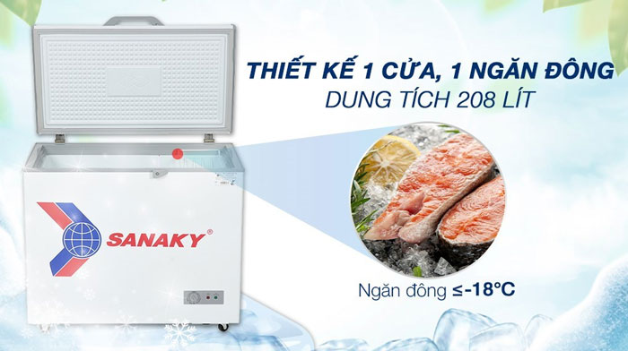 tủ đông Sanaky VH-255HY2 có dung tích 208 lít