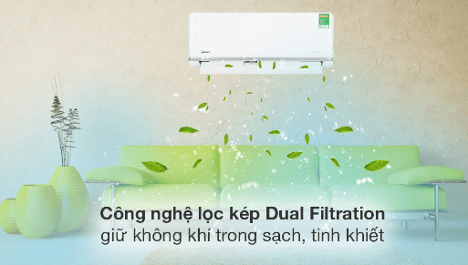 Điều hòa Midea 1 chiều MSAGA-18CRDN8 còn được trang bị màng lọc kép Dual Filtration