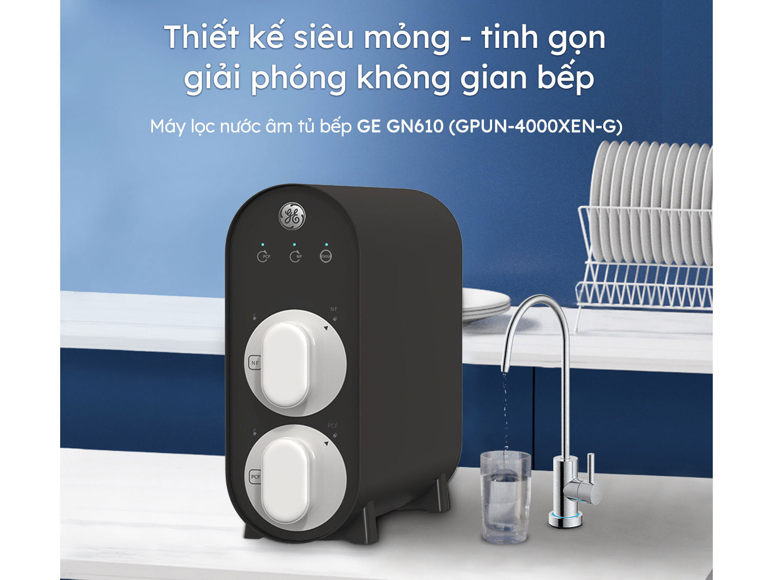 Máy lọc nước giữ khoáng âm tủ GE GN610