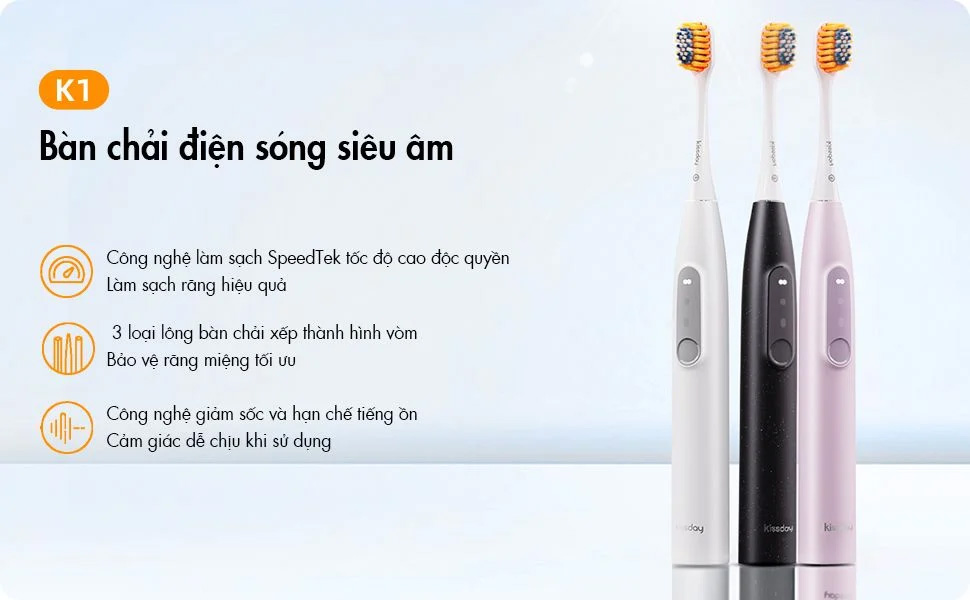 Bàn chải điện sóng siêu âm kissday K1