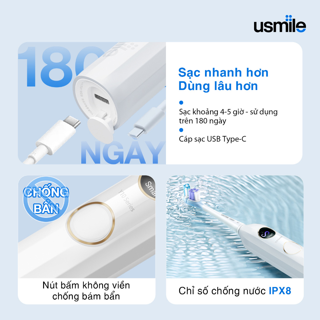 Dung lượng pin lớn cùng khả năng kháng nước IPX8 mạnh mẽ của Y10