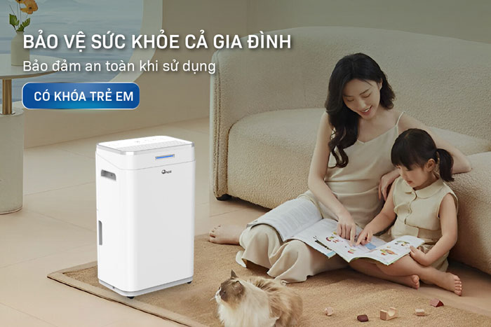 Máy hút ẩm FujiE HM-918EC-N có khóa trẻ em tiện lợi