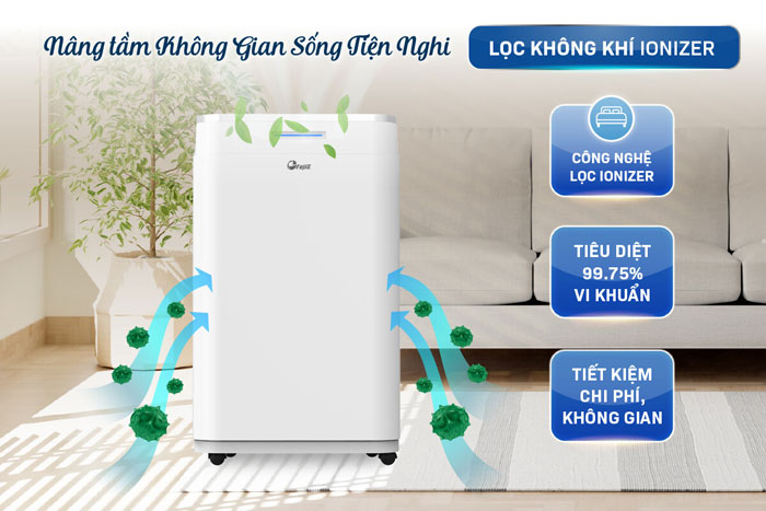 Thiết bị hút ẩm FujiE HM-918EC-N có chế độ lọc không khí