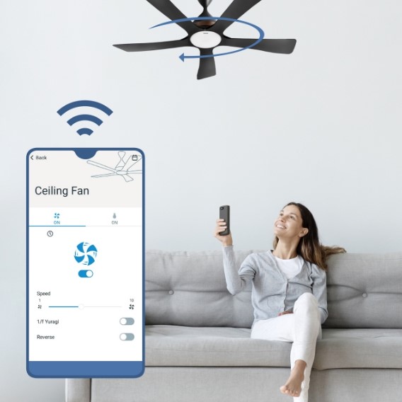 Quạt trần 5 cánh Panasonic F-60DGN có thể điều khiển thông qua điện thoại