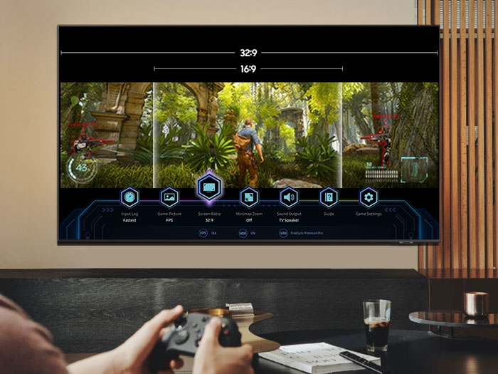 Tính năng Super Ultrawide GameView & Game Bar trên tivi QLED Samsung QA43Q60BAKXXV