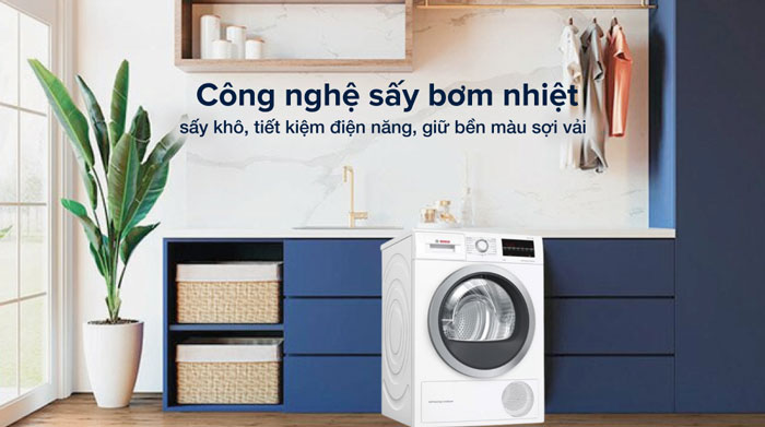 máy sấy quần áo Bosch HMH.WQG24200SG sử dụng công nghệ sấy bơm nhiệt hiện đại