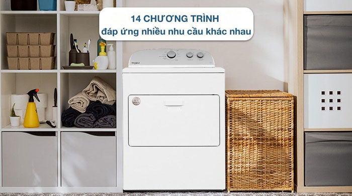 máy sấy thông hơi Whirlpool 3LWED4815FW0 có 14 chương trình sấy tiện lợi