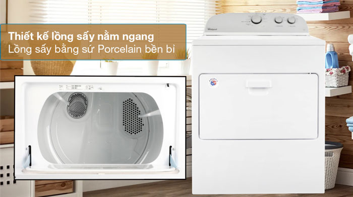 Lồng sấy của máy sấy quần áo Whirlpool 3LWED4815FW0 làm từ chất liệu bền bỉ, cao cấp