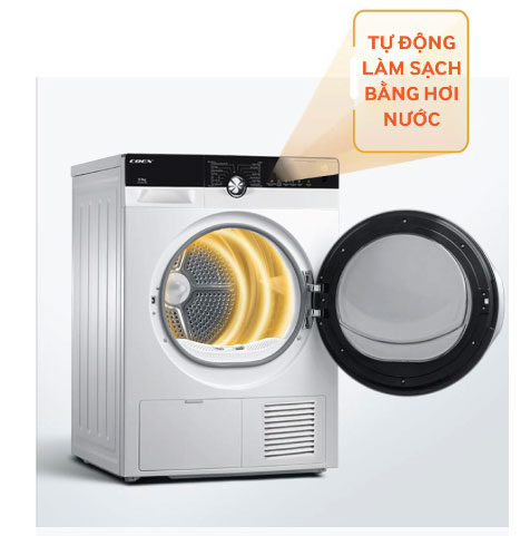 Máy sấy quần áo Coex CD-80CWB có khả năng tự động làm sạch lồng sấy