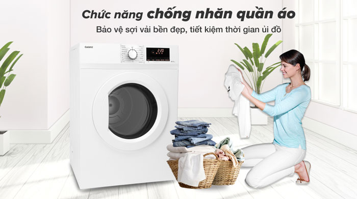 máy sấy Galanz 8kg DV-80T5C(W) có chức năng chống nhăn áo quần hiệu quả