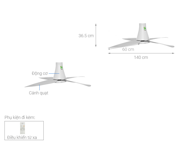 Tổng quan quạt trần 4 cánh Mitsubishi C56-RW4/RA4