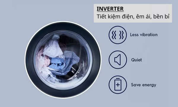 Máy sấy ngưng tụ Electrolux EDC804P5WB có công nghệ Inverter giúp vận hành êm, tiết kiệm điện năng