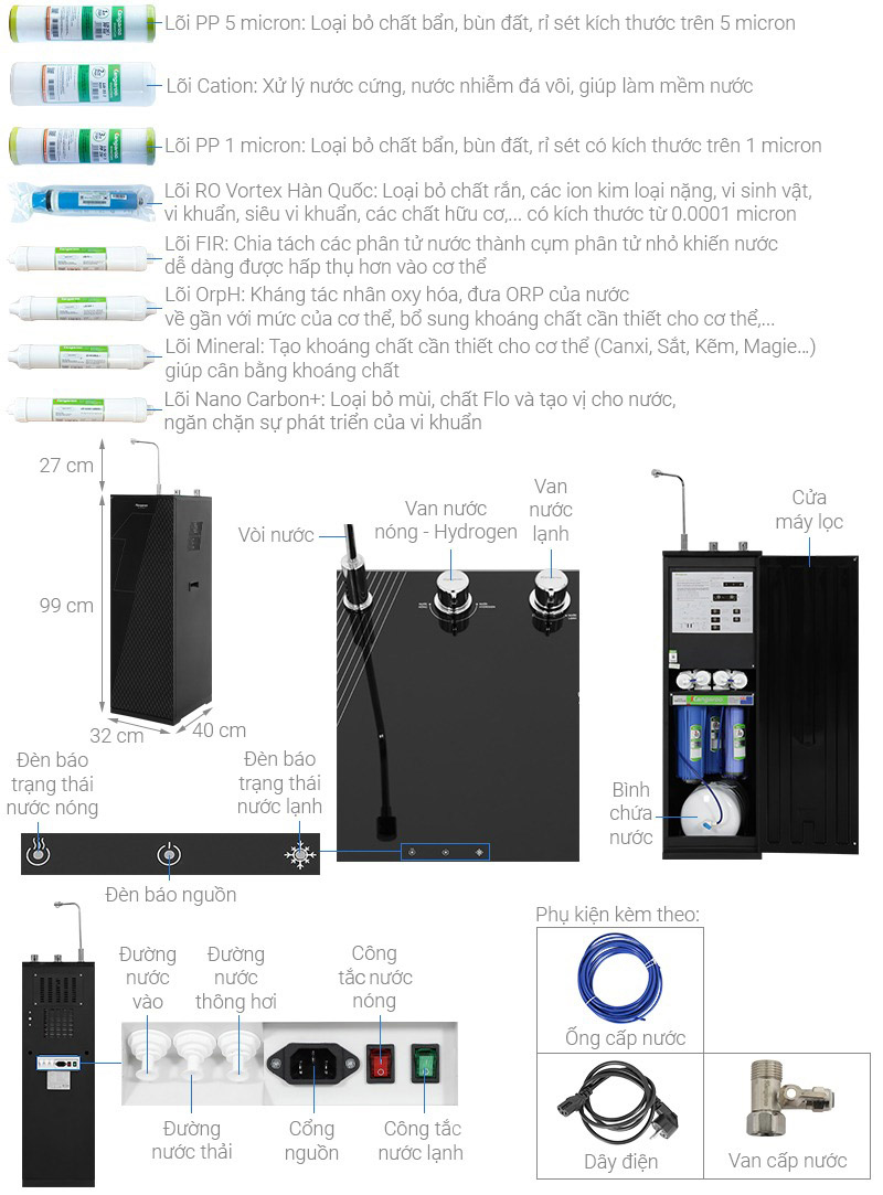 Máy lọc nước RO nóng nguội lạnh Hydrogen Kangaroo Infinity KG10A9I 