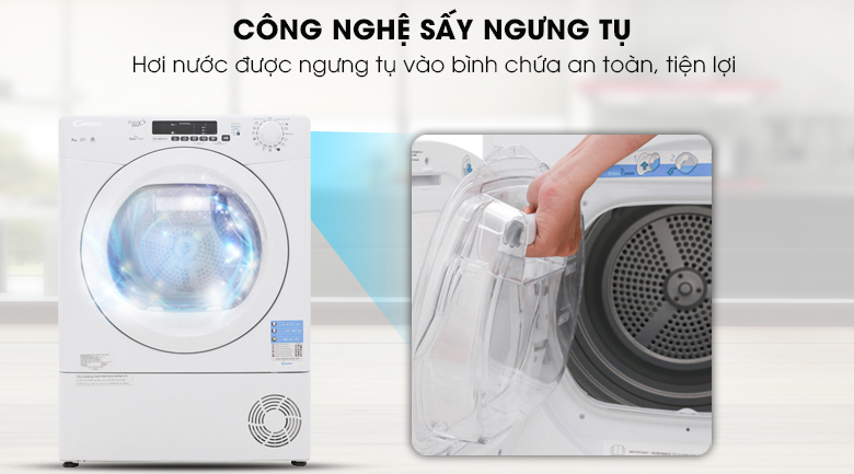 Máy sấy quần áo GVS C9DE-S được trang bị công nghệ sấy ngưng tụ 