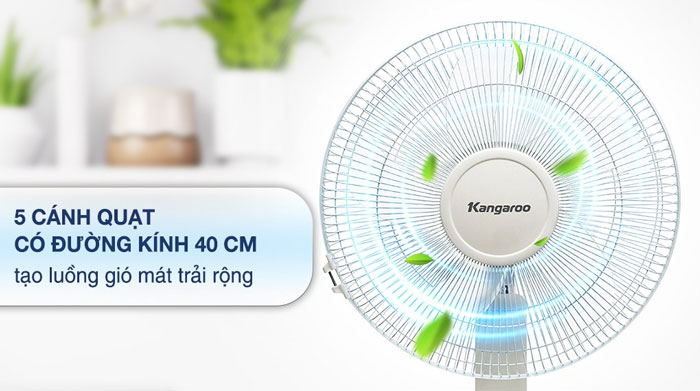 quạt đứng Kangaroo KG725 có 5 cánh với sải cánh là 40cm