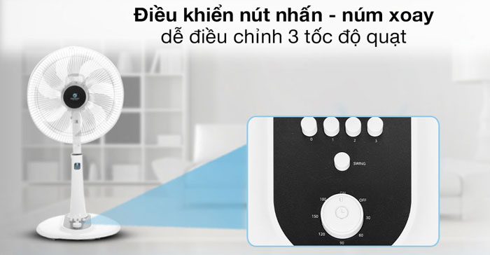 Quạt đứng FAH-010 của thương hiệu Hawonkoo có bảng điều khiển sử dụng dễ dàng