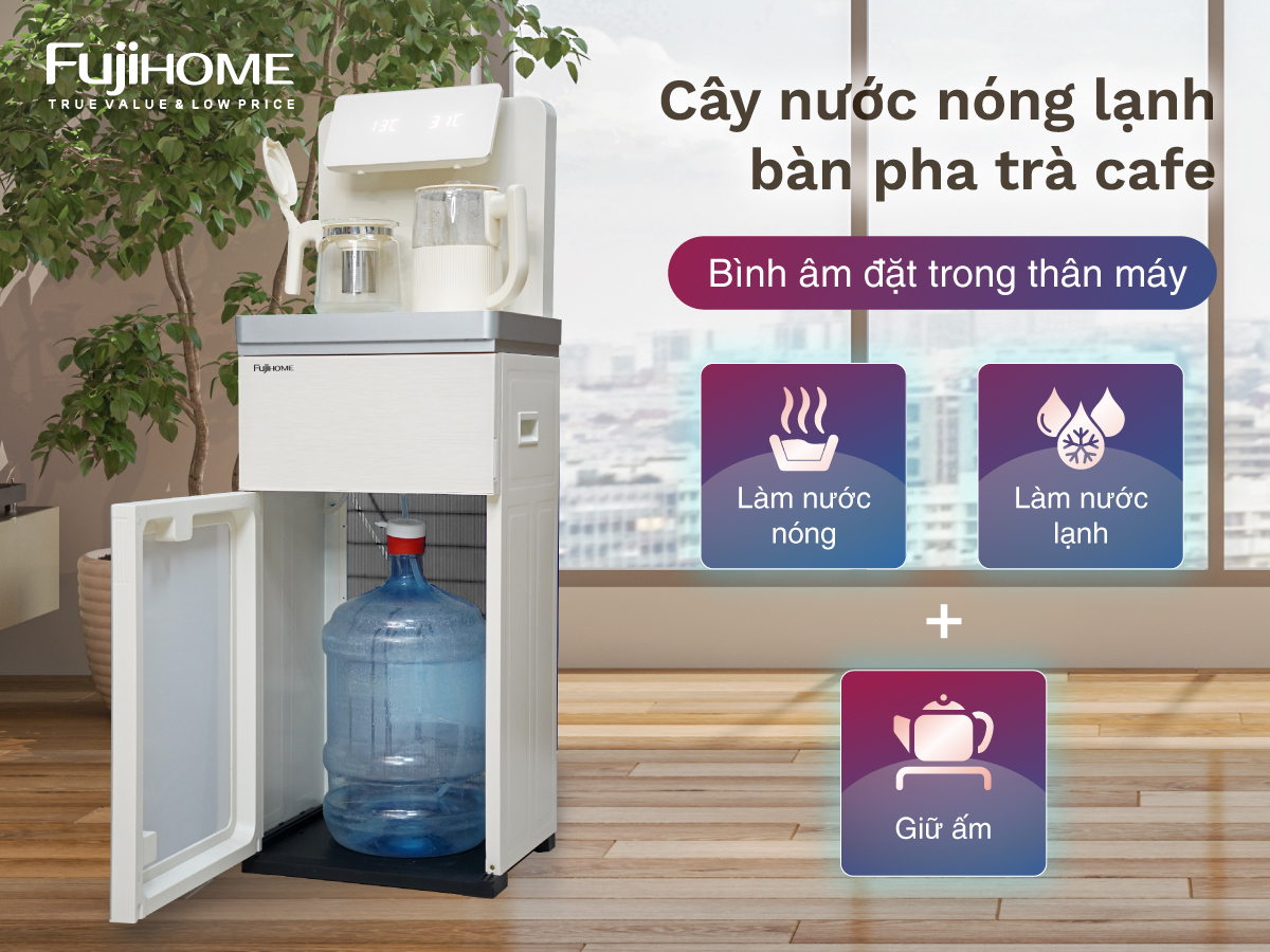 Cây nước nóng kết hợp bàn pha trà, cafe Fujihome TB-231C