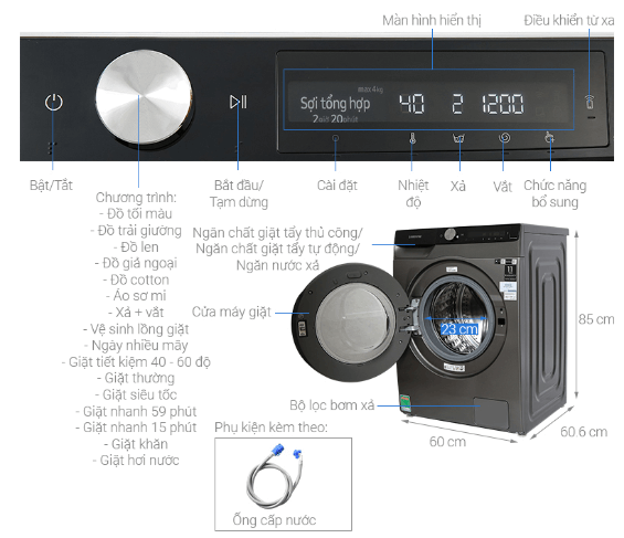 Cấu tạo máy giặt Samsung WW10T634DLX/SV