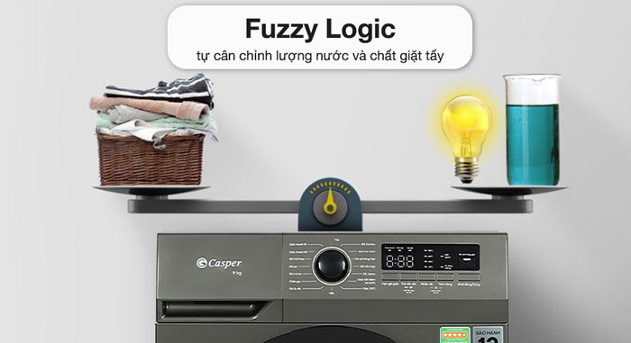 máy giặt cửa trước Casper WF-9VG1 trang bị hệ thống suy luận ảo Fuzzy Logic