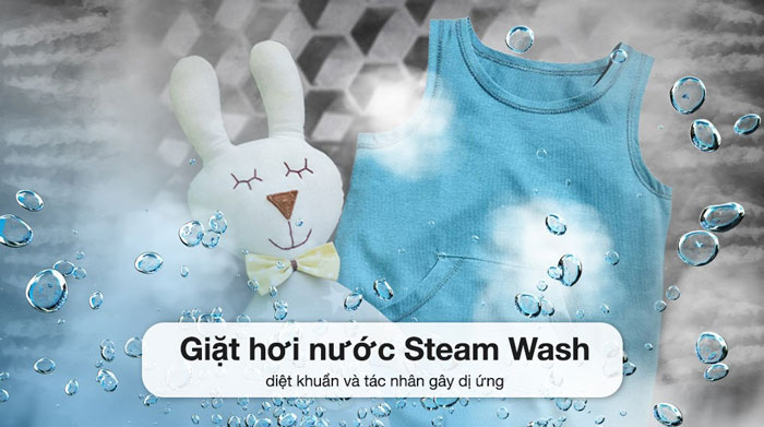 máy giặt cửa trước Casper WF-9VG1 ứng dụng công nghệ giặt hơi nước diệt khuẩn Steam Wash