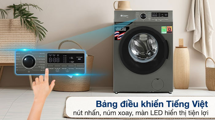 Bảng điều khiển của máy giặt lồng ngang Casper WF-8VG1