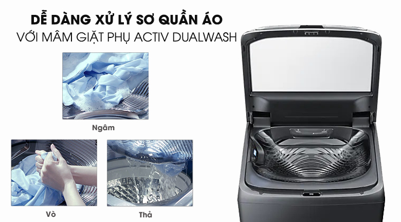 Máy giặt WA22R8870GV/SV tích hợp khay giặt tay Activ Dualwash tiện dụng