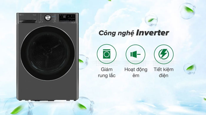 máy sấy quần áo LG DVHP50B có khả năng tiết kiệm điện nhờ công nghệ Inverter