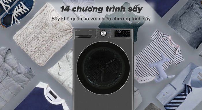 máy sấy bơm nhiệt LG DVHP50B tích hợp 14 chương trình sấy đa dạng