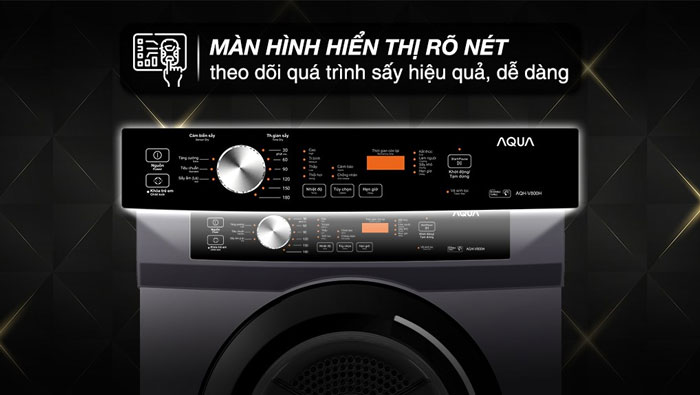 Bảng điều khiển của máy sấy AQUA AQH-V800H SS