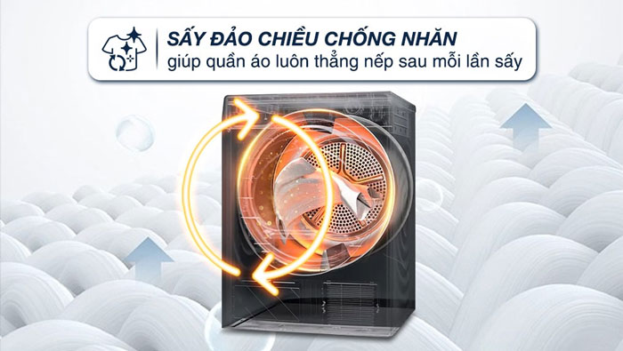 Máy sấy AQUA AQH-V800H SS có chức năng sấy đảo chiều chống xoắn rối