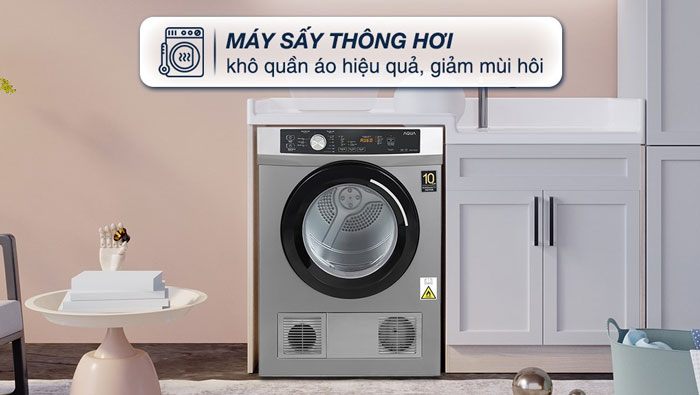 máy sấy AQUA AQH-V800H SS sử dụng công nghệ sấy thông hơi