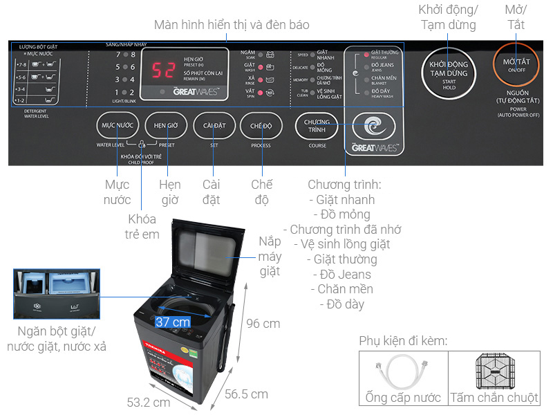 Tổng quan máy giặt Toshiba 9kg AW-M1000FV(MK)