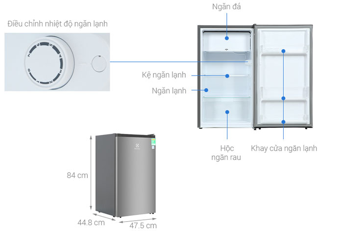 Cấu tạo của tủ lạnh Electrolux 94 lít EUM0930AD-VN