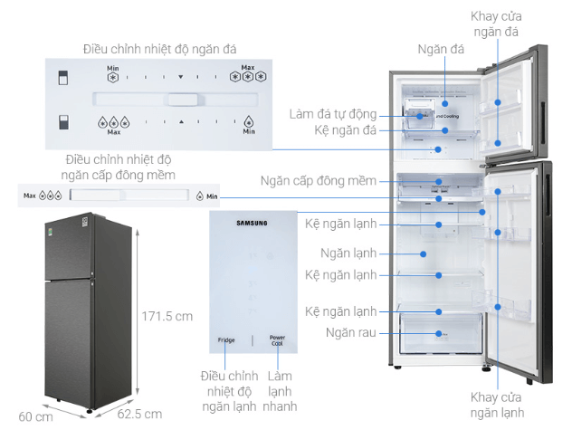 Cấu tạo tủ lạnh Samsung Inverter 305 lít RT31CG5424B1SV