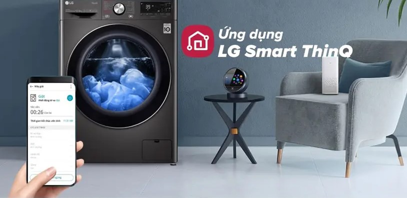 Bạn có thể điều khiển máy giặt lồng ngang LG FV1412S3B qua điện thoại thật dễ dàng