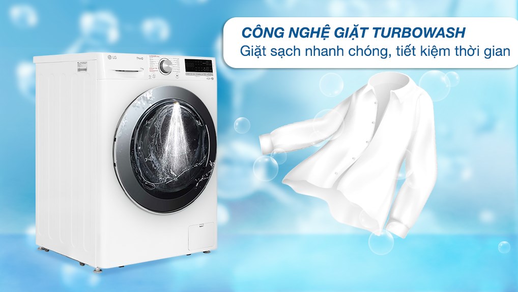 Công nghệ TurboWash360 của máy giặt FV1413S4W giặt sạch quần áo nhanh chóng