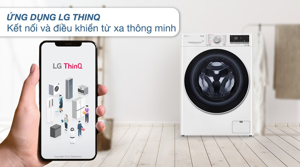 Bạn có thể điều khiển máy giặt lồng ngang LG FV1413S4W qua điện thoại thật dễ dàng